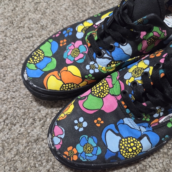 Vans Era U-Color Black Floral MENS Size 12 Skate Shoes - Picture 13 of 14